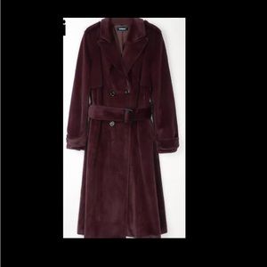 Burgundy belted trench coat